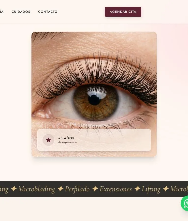 Sitio web de Vale Beauty Studio con catálogo de servicios